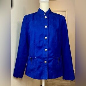 Vintage Blazer 1980s TanJay Royal Blue Faux Suede Blazer - Size 12